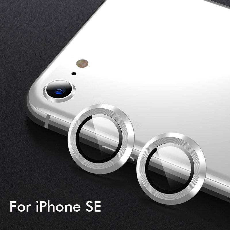 Pelindung Lensa Kamera Tempered Glass Dengan Ring Metal Untuk iPhone SE 2022 2020 SE3 SE2 7 8