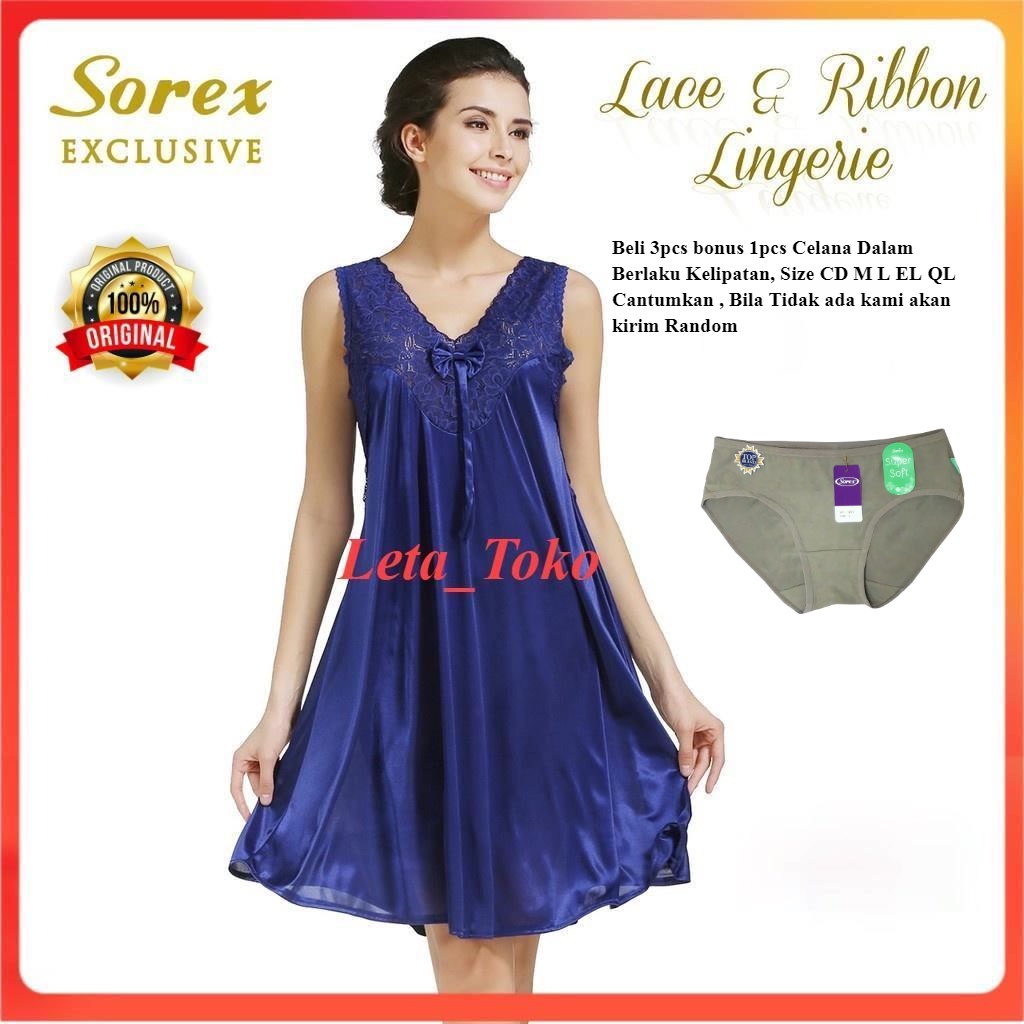 Lingerie Sexy Baju Tidur Wanita Dewasa Sexy Murah hot Sorex Satin Import Jumbo Look Cute & Ribbon BT