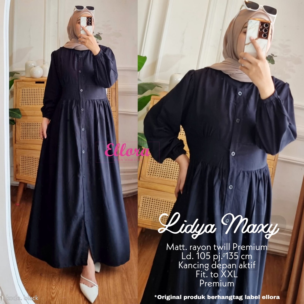 DRESS MAXY LIDYA, LD 105CM RAYON TWIL // BUSANA WANITA HIJAB, GAMIS MAXY POLOS SIMPLE // FASHION DRE