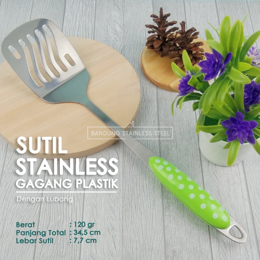 Susuk sutil spatula stainless steel murah gagang plastik  dengan lubang KW-W03