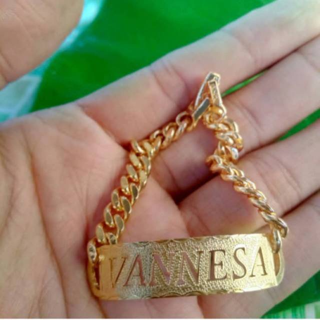 Gelang Rantai Nama Lapis Emas Gelang Hello Kitty Nama Gelang Anak Gelang Cewek Gelang Custom Nama