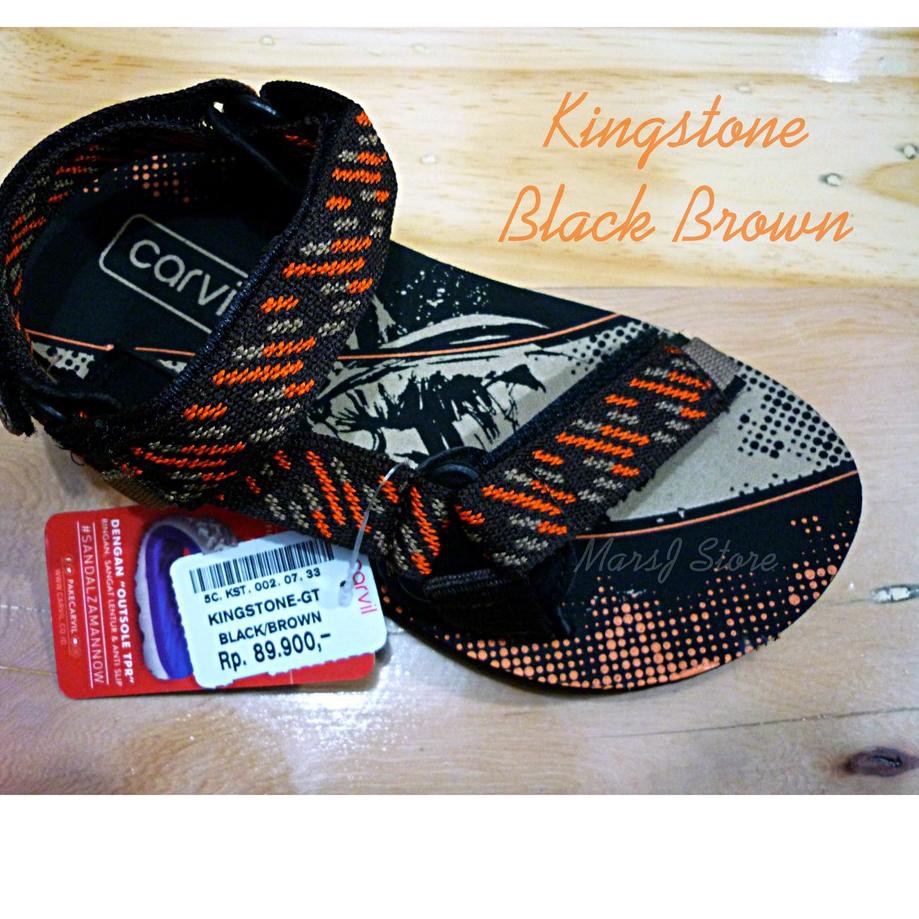 ❋ CARVIL SANDAL GUNUNG ANAK KRESNA NOTORI GUNTUR KINGSTONE (Black Grey Red) Ukuran 33-37 ❂