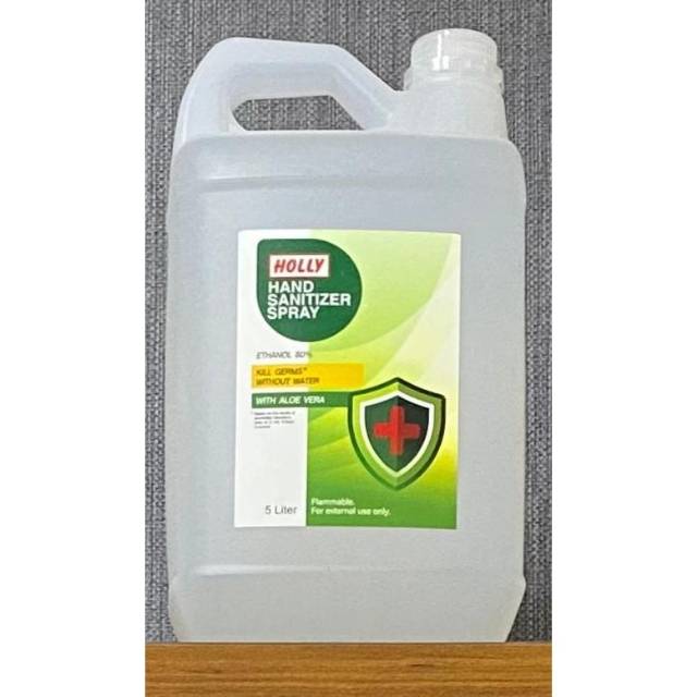 HOLLY HAND SANITIZER SPRAY@5 LITER (FREE INSTANCE HS GEL @50ML)