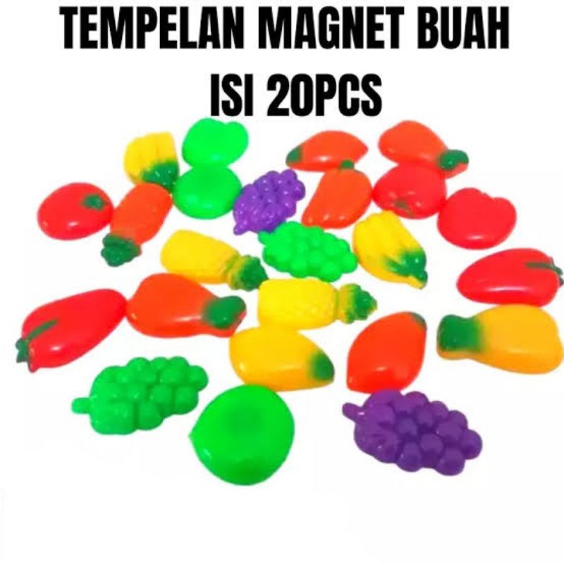 Magnetic Buah Buahan Tempelan Kulkas Isi 20 Pcs / Magnetic Fruit / Mainan Magnet Buah Hiasan Tempela