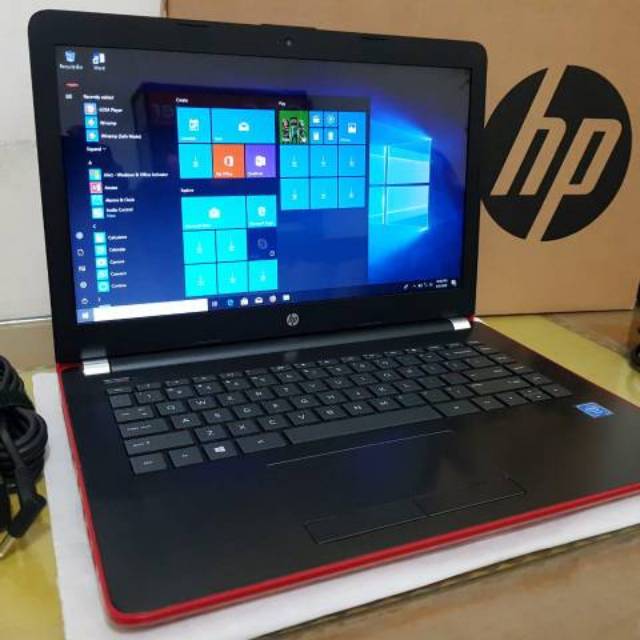 Jual Laptop HP 14-AM514TU Intel CPU N3060 RAM 4GB Kencengg Merah Mulus