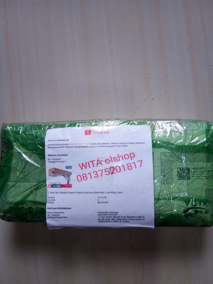 Besi Siku Bracket Engsel Folding Stainless Steel Max Load 65kg 2 Pcs