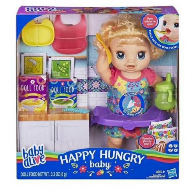Baby Alive Happy Hungry Baby Blond Curly Hair Doll
