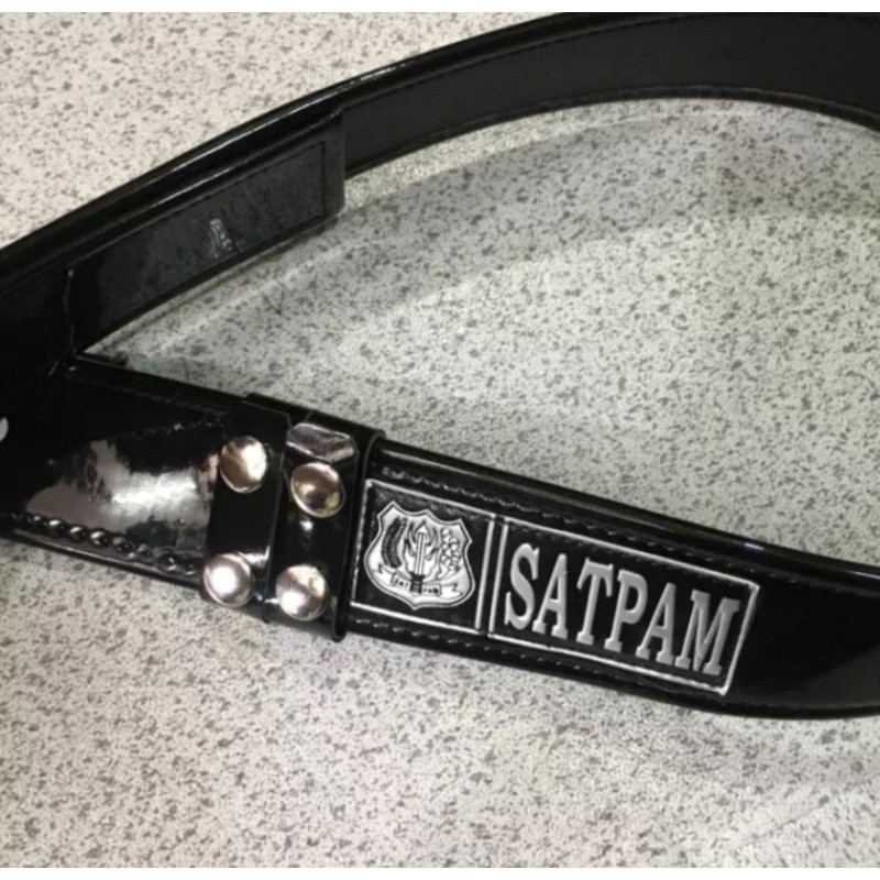 Kopel satpam hitam bahan kulit sintetis-Ikat pinggang satpam kulit sintetis