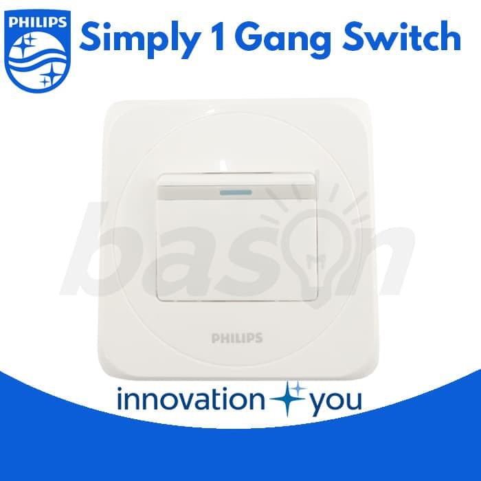 Saklar Broco - Saklar - Perlengkapan Listrik Philips Simply 1 Gang 1 Way | Saklar Produk Terbaik