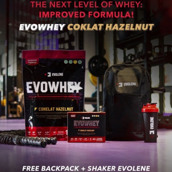 EVOLENE EvoWhey Whey Protein 50 sachet 1750 gram Rasa Coklat Hazelnut