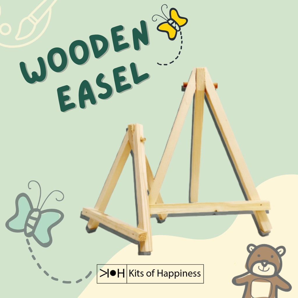 Wooden Easel 30cm 20cm stand kayu tripod foto kanvas lukis anak dewasa