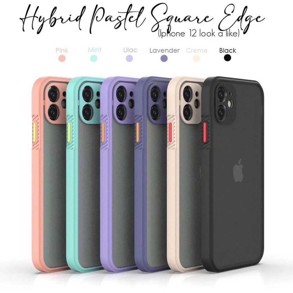 

HYBRID PASTEL SQUARE EDGE CASE FOR IPHONE 7/7+/8/8+/X/Xs/XsMax/Xr/11/11Pro/11ProMax/SE2020