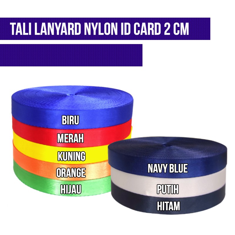 

RB Tali Lanyard ID Card Nilon 2cm Kilap Roll Pita Tali ID Card Roll Polos Gantungan Tali ID Card