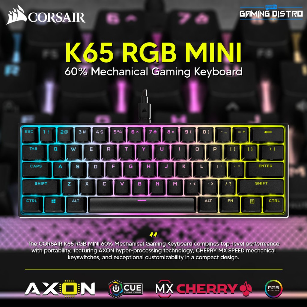 Corsair K65 RGB MINI Keyboard Mekanik 60% Hitam