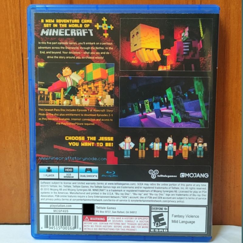 Minecraft Story Mode PS4 Kaset Mine Craft Playstation PS 4 5 Minecraf Mine Craf Maincraft CD BD Game Games Storymode Edition Maincraf Mincraft Mincraf PS4 PS5