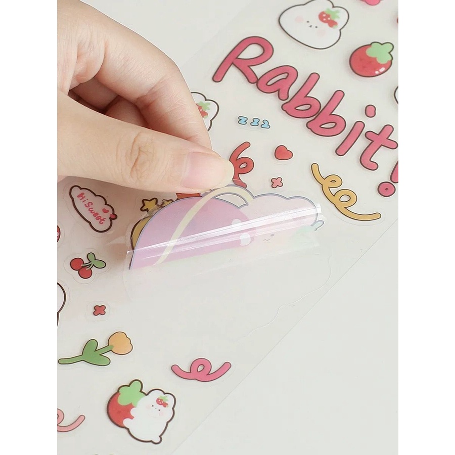 [littlecrab] Stiker 2d Tumblr Aesthetic Kelinci Sticker PVC Korean Rabbit Cute Girl Love Bear Stiker Lucu Dekorasi Gelas Diary DIY Ins Stationary Kit B