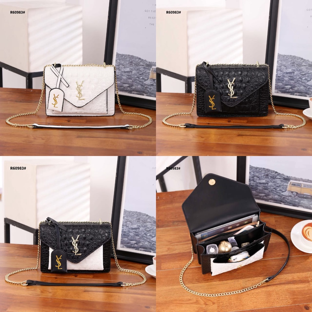 YS Envelope Crocodile Gold Hardware Bag R60983 Tas Wanita