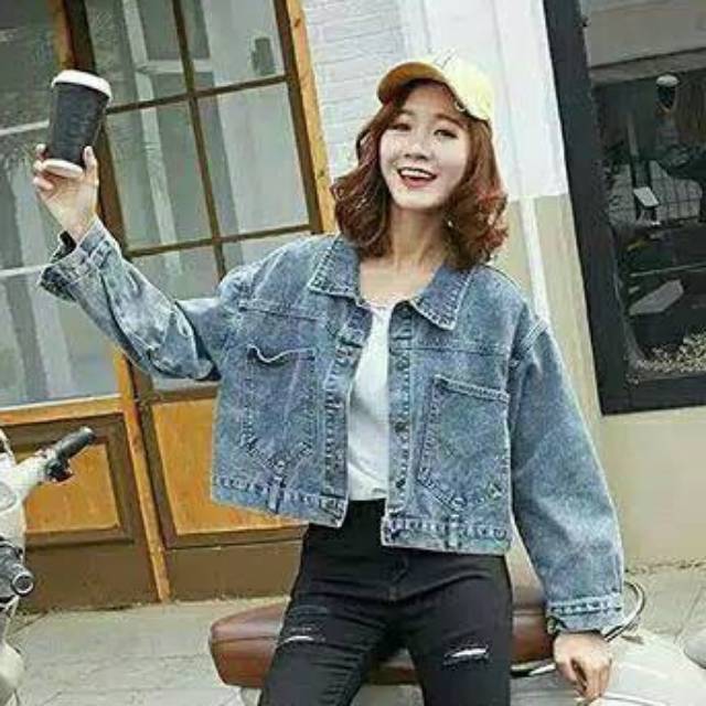 jaket jeans crop oversize