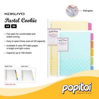 KOKUYO Pastel Cookie Loose Leaf Notebook Binder w/ Index Tabs A5 B5 A4 BRIGHT / PASTEL COLORS