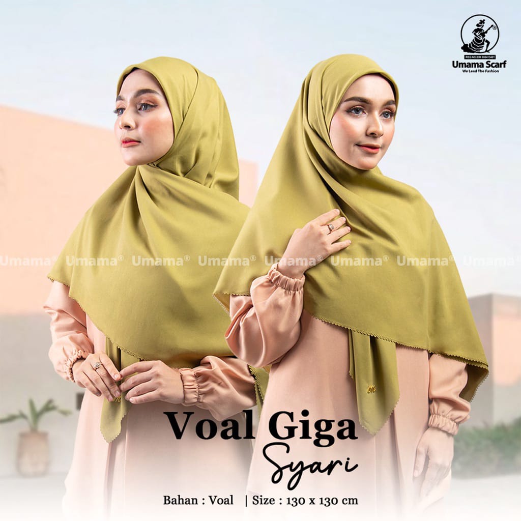 PREMIUM MERK UMAMA METAL GOLD Hijab Segi Empat Laser Cut VOAL GIGA SYAR'I ORI Umama jumbo square war