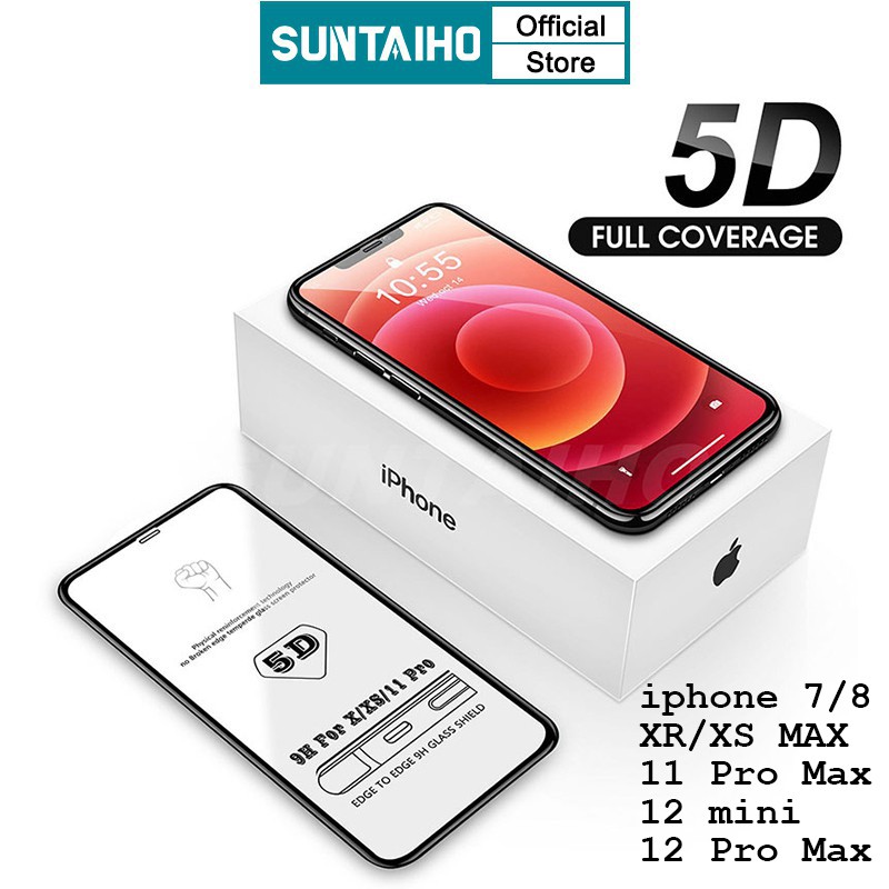 Suntaiho 5D full Curved Tempered Glass Film untuk iPhone