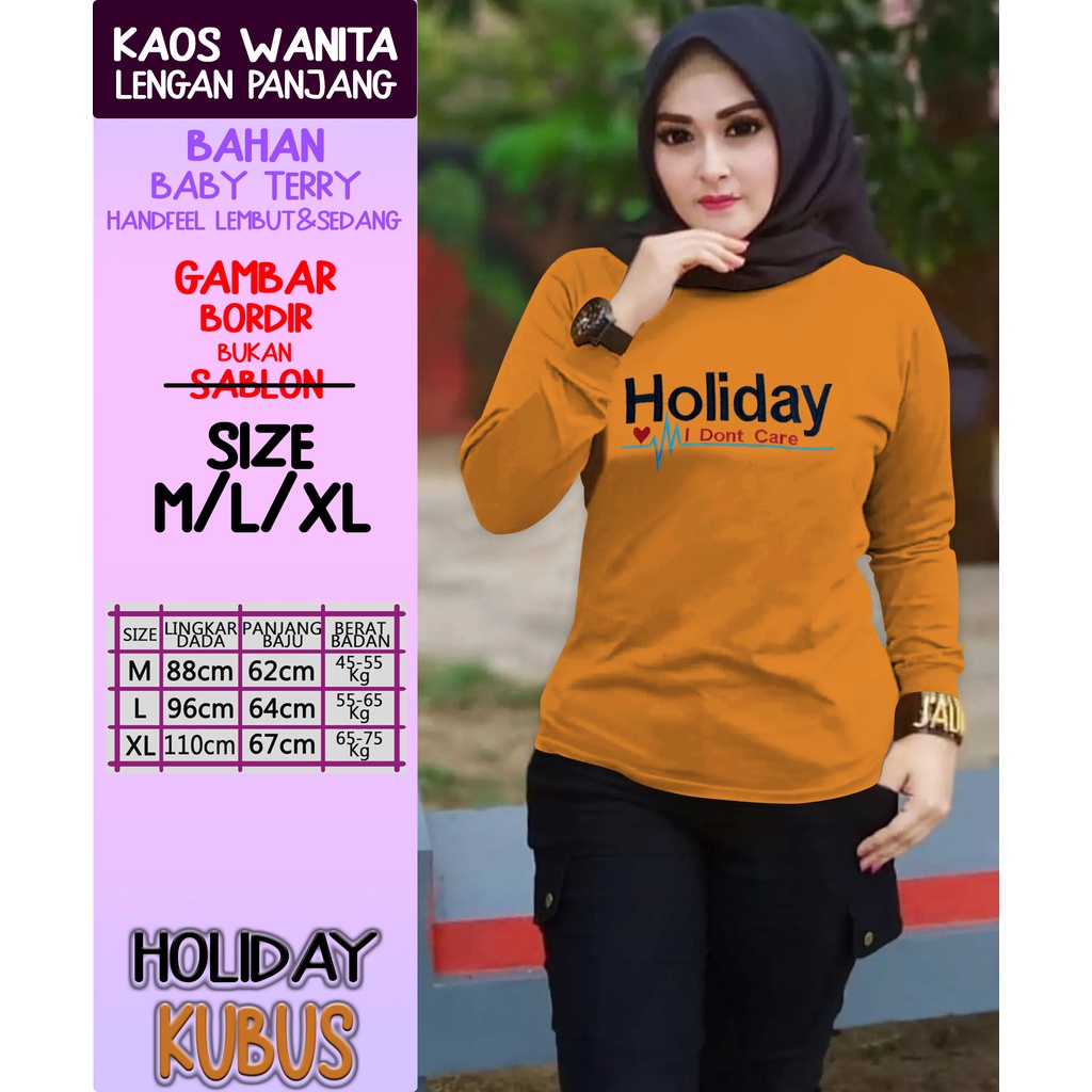 CENOA Kaos Wanita Lengan Panjang  / Kaos Sweatshirt / Atasan Wanita / Atasan Wanita Lengan Panjang-KUBUS HOLIDAY