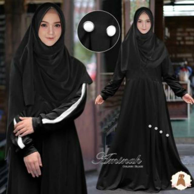 Gamis syari bergo khimar set aminah syar'i jumbo  maxmara lotus spandek