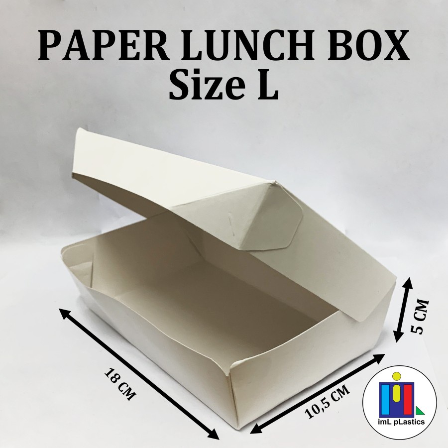 Paper Lunch Box Size L Putih-Kotak Makanan Kertas Ukuran L - isi 50pcs