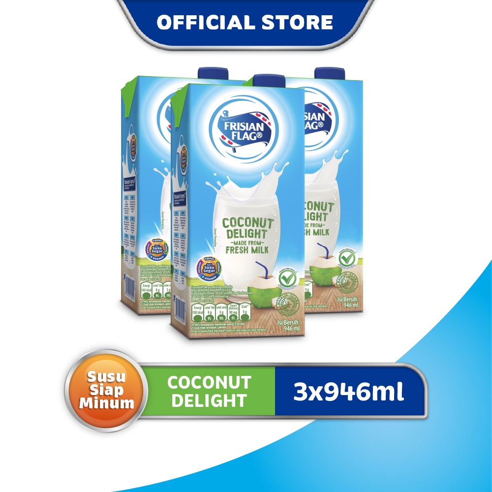 Promo Harga Frisian Flag Susu UHT Purefarm Coconut Delight 946 ml - Shopee