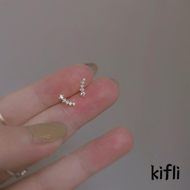 Anting Tusuk,Gantung,Desain Geometri Hias Zircon,Gaya Simple,Untuk Wanita