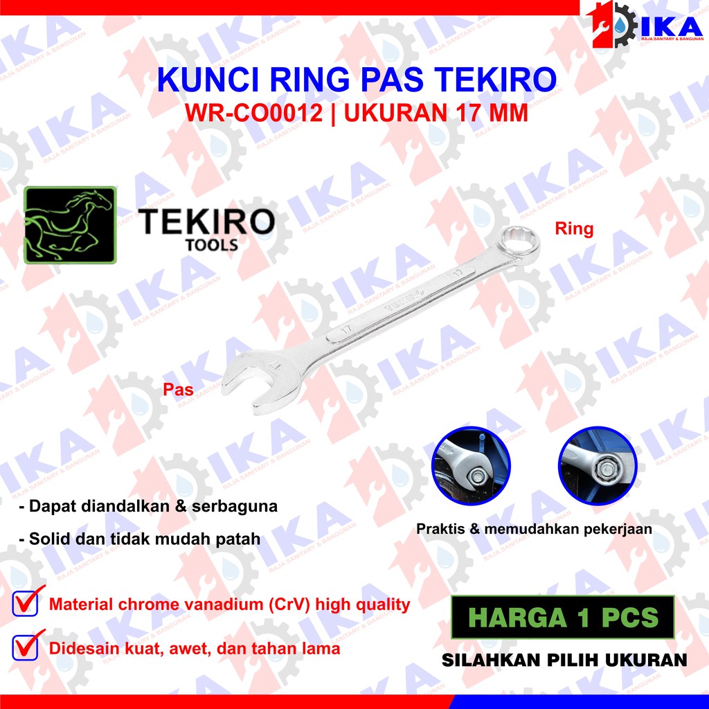 TEKIRO KUNCI RING PAS 12 s/d 24 MM COMBINATION WRENCH RING PAS HIGH QUALITY