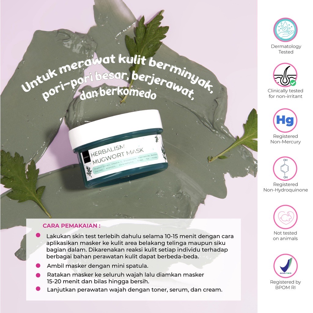 SCARLETT Whitening Herbalism Mugwort Mask Indonesia / Skincare Face Care / Masker Wajah Moisturizer Pelembab / Seriously Soothing &amp; Hydrating Gel / Cleanser Facial Wash Essence Toner Serum Day Night Cream Eye Sunscreen / Body Lotion Brightly Acne / Paket