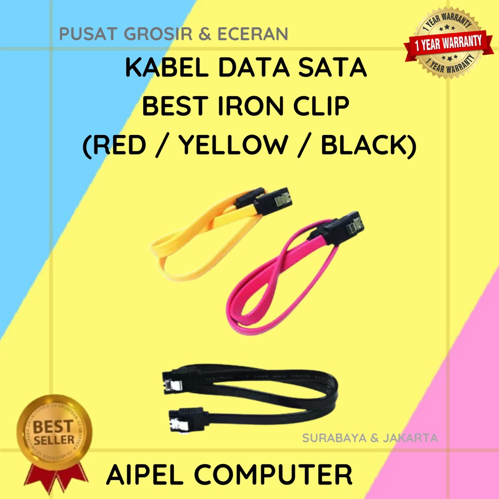 IRON  KABEL DATA SATA BEST IRON CLIP RED  YELLOW  BLACK