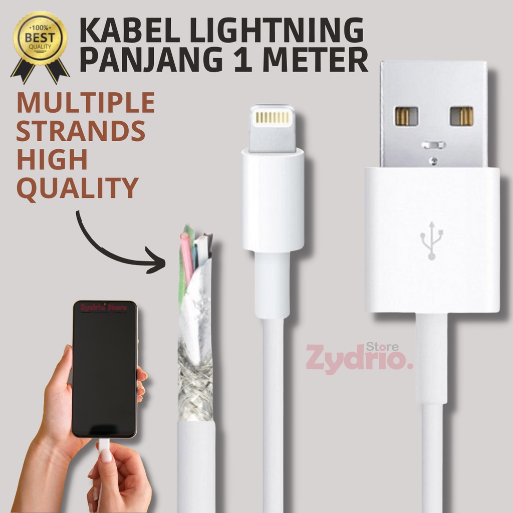 Kabel Charger USB Lightning iPhone 1 Meter High Quality