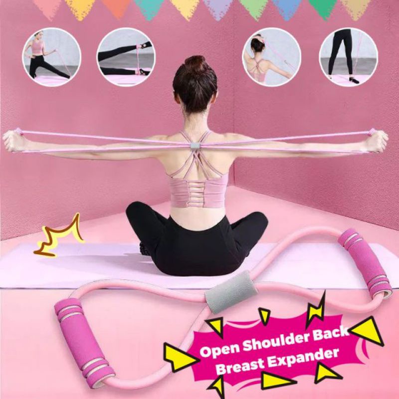 [MURAH] Tali Fitness Gym Yoga Resistance Band 8 Toning Tube Tali Olahraga Stretching/tali karet fitness wanita/yoga resistance band 8 Rally horoskop elastis band peregangan sabuk bahu yoga super kuat