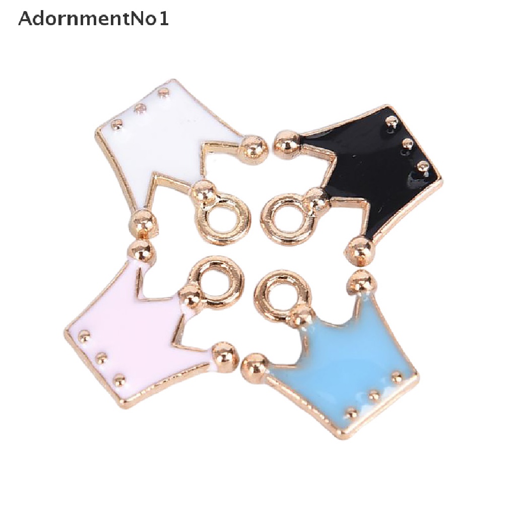 (AdornmentNo1) 10pcs / Set Liontin Enamel Bentuk Mahkota Kecil Bahan Alloy Untuk Kerajinan Tangan DIY