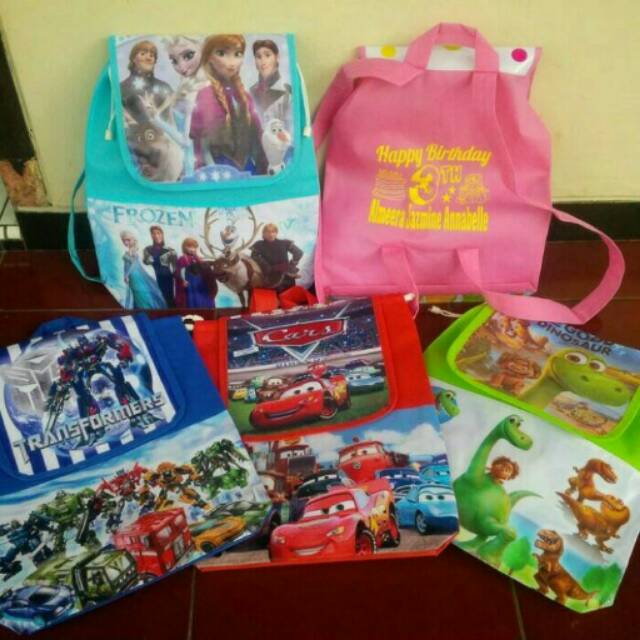 

READY tas souvenir ultah ransel printing (tanpa sablon nama)