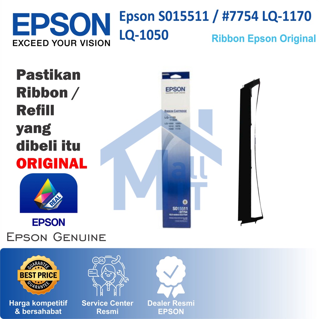 (BISA COD) RIBBON CATRIDGE EPSON ASLI ORIGINAL LQ1170 LQ1050 LQ1150 LQ1070 LQ1010 LQ1000 S015511