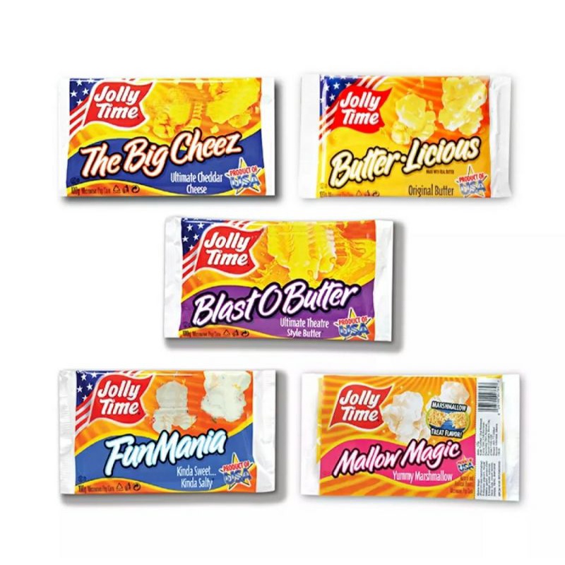 

Jolly Time Popcorn | Popcorn Murah | Popcorn Enak | Fun Mania | Big Cheese | Blast Of Butter | Butter Licious | Mallow Magic