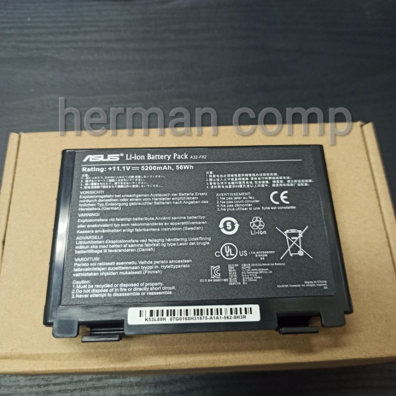 Original Baterai Asus F82 F83S F52 K40 K50 K51 K60 K61 P50 P81 X50 Series