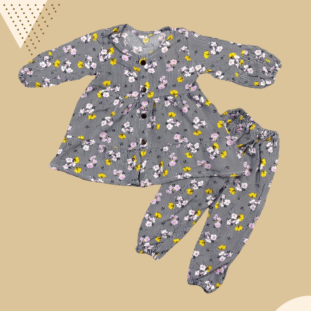 1-4TH SETELAN ANAK FREYA ONE SET ANAK RAYON  BY MYBEE-BLACK vrct flower