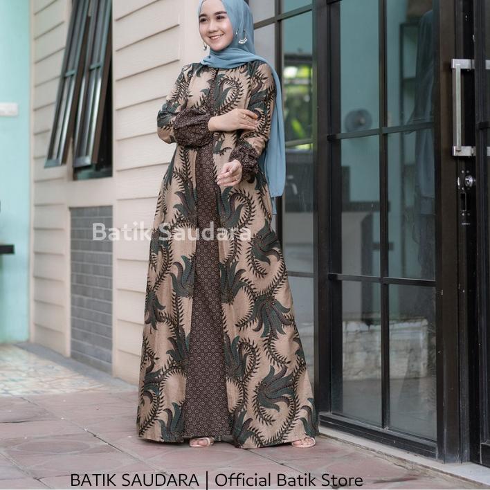 ♛ Gamis Syari Jumbo Busui Resleting Depan Kekinian Terbaru Baju Ibu ibu Motif Batik Kain Katun Kombinasi Truntum Big size LD 130 Fashion Wanita Muslim Lengan Panjang Couple Keluarga Seragam Kondangan dan Pengajian Batik Saudara Gamis set kobes ❝❞