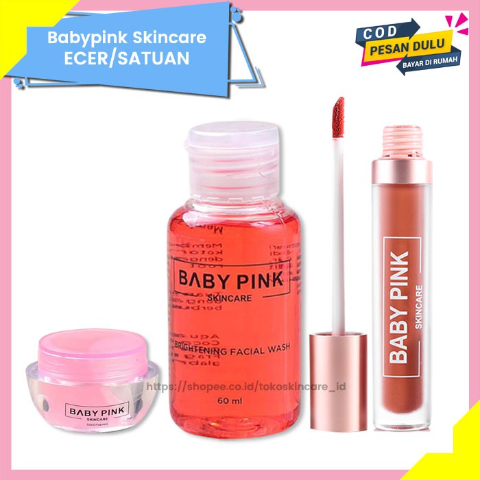 Soothing Gel &amp; Brightening Facial Wash &amp; Babylip Nude Love Baby Pink Skincare Original BPOM