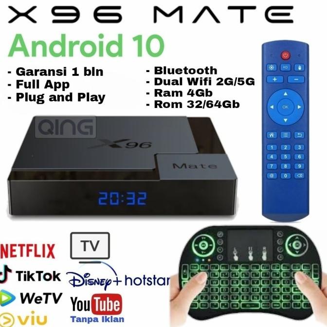 Android Tv Box 4Gb Android 10 X96 Mate + Keyboard Termurah