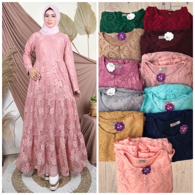 Gamis Brokat Rempel/Baju Pesta Murah/Brokat Murah
