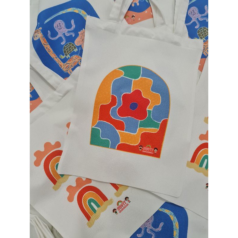 tote bag baby kanvas putih plus sablon full colour