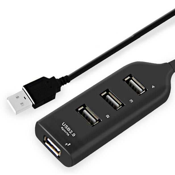 Portable USB Hub 2.0 4 Port - HB300004-Hitam