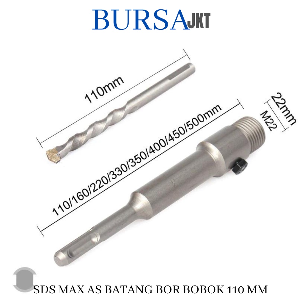 AS BATANG KONEKTOR ADAPTER HOLLOW CORE DRILL BIT SDS MAX 110 - 330 MM