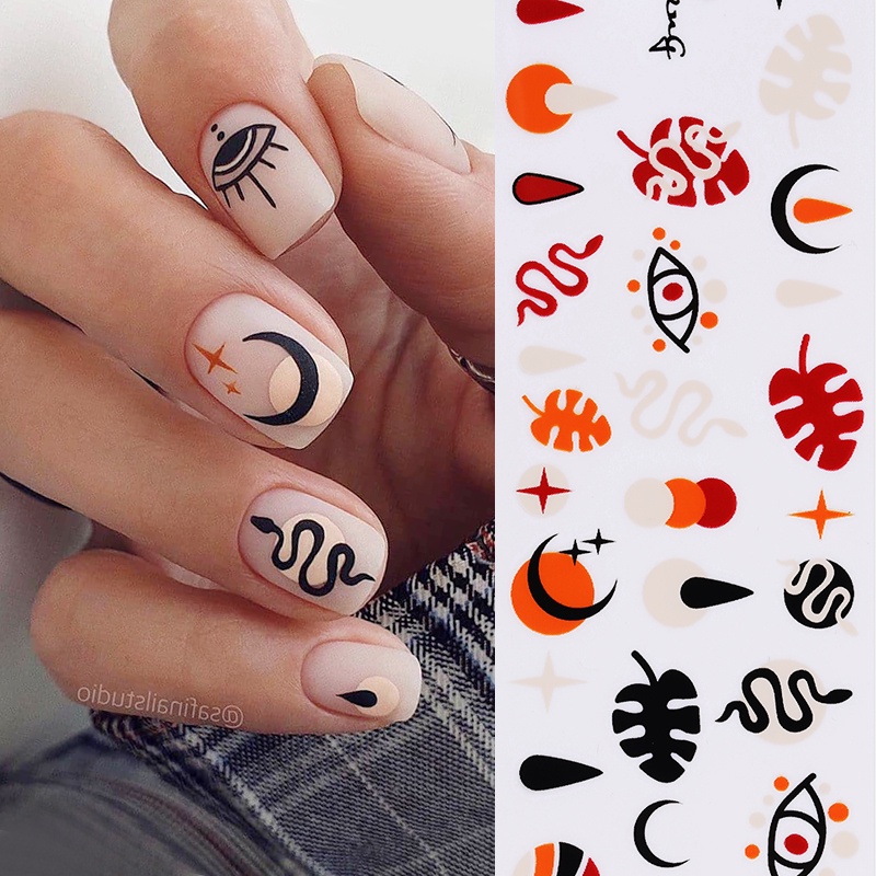 10pcs / Set Stiker Kuku Transfer Foil Motif Bintang / Hati / Kotak-Kotak Untuk Dekorasi Nail Art / Manicure Diy