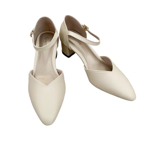 Giselle Colls - Zeline Sandal Heels Wanita 5 cm-Cream